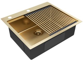 Комплект Paulmark: мойка Brim-Pro 60 и ролл-мат Pro PM705951-BG+R405-BG брашированное золото